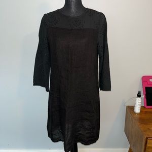 Black linen dress